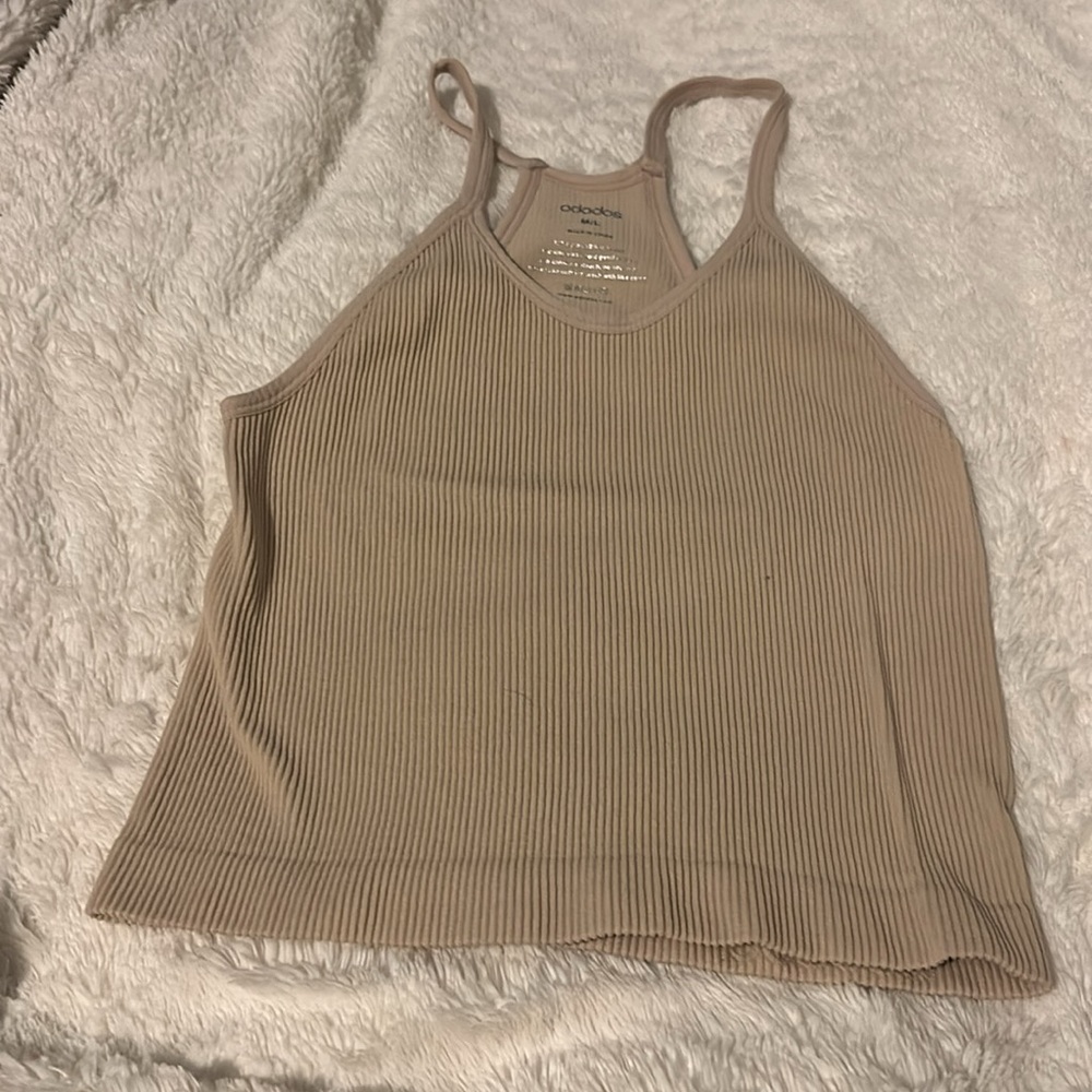 ODODOS RIBBED Beige Crop Tank/Bra